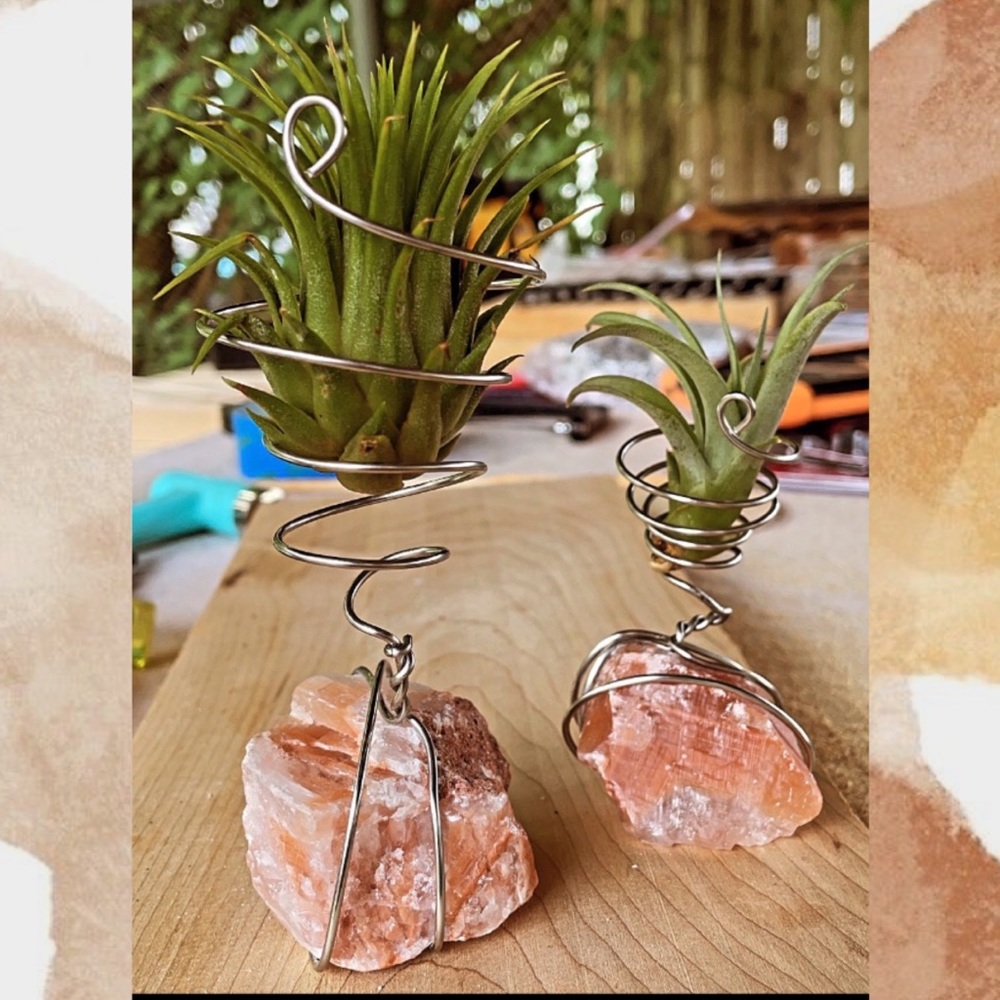 Strawberry calcite air plant holder